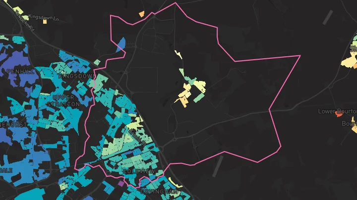 House price heatmap showing property values across Swindon