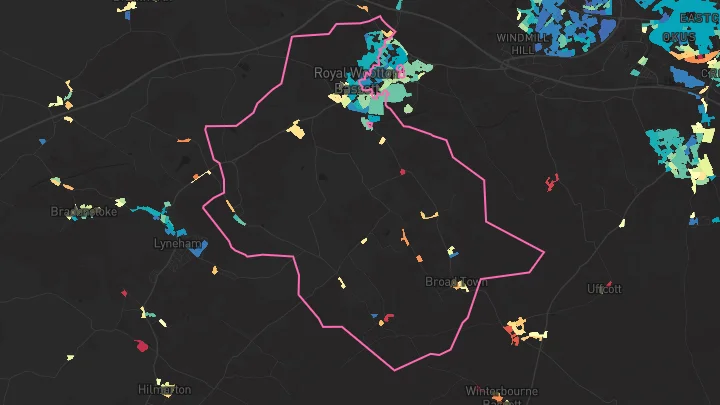 House price heatmap showing property values across Wootton Bassett