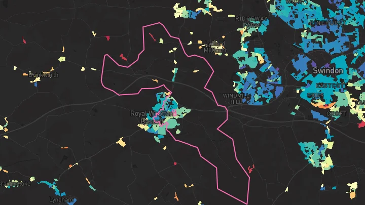 House price heatmap showing property values across Wootton Bassett