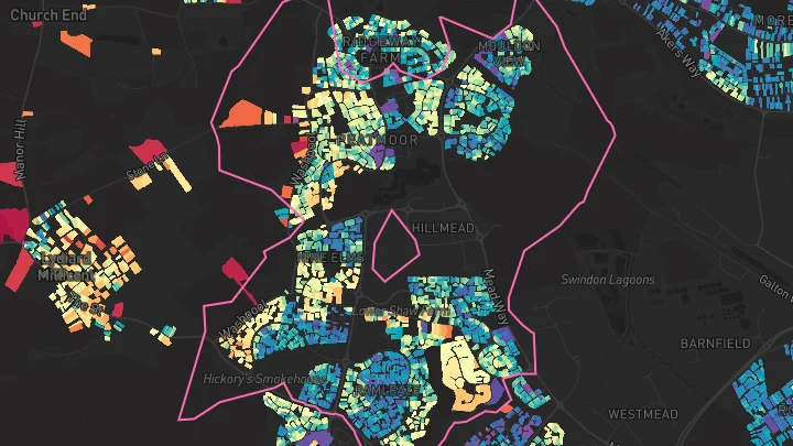 House price heatmap showing property values across Shaw