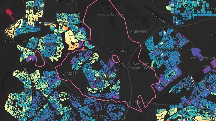 House price heatmap showing property values across Westlea