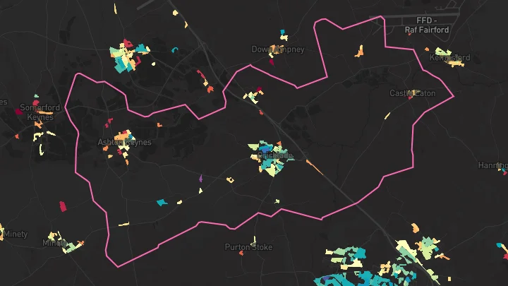 House price heatmap showing property values across Cricklade
