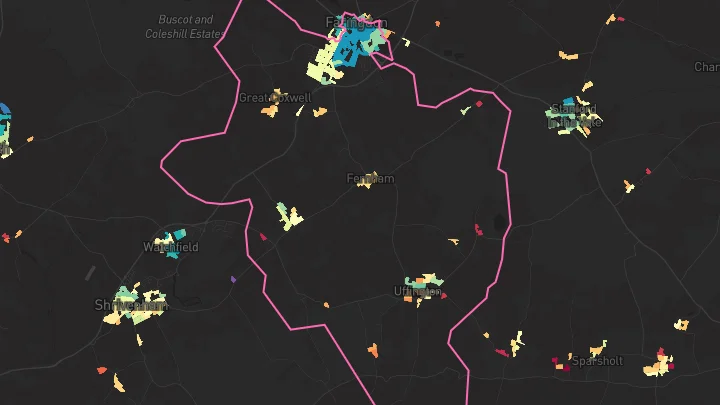 House price heatmap showing property values across Faringdon