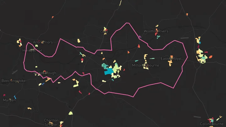 House price heatmap showing property values across Pewsey