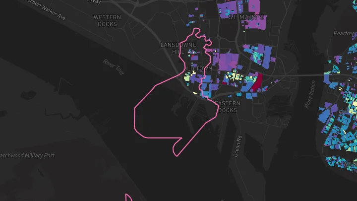 House price heatmap showing property values across Southampton