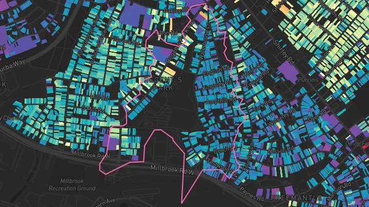 House price heatmap showing property values across Southampton