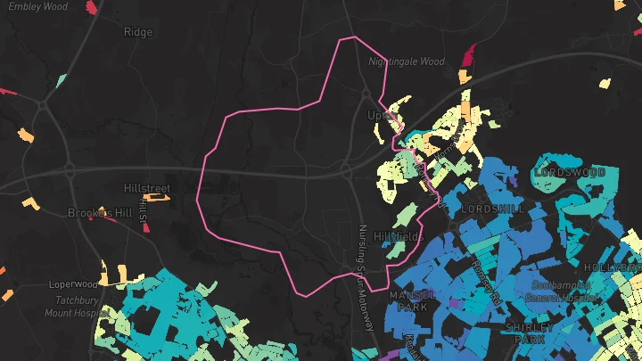 House price heatmap showing property values across Nursling