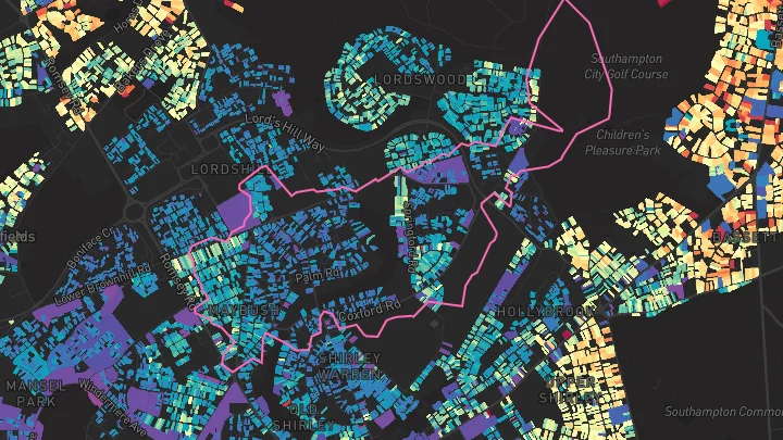 House price heatmap showing property values across Southampton