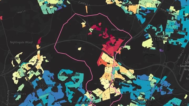 House price heatmap showing property values across Southampton