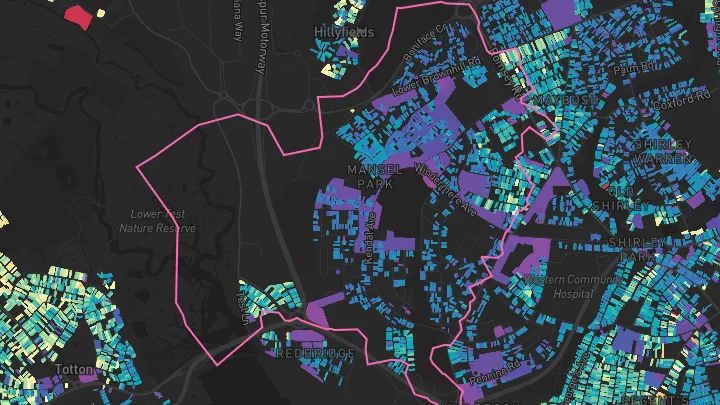 House price heatmap showing property values across Southampton