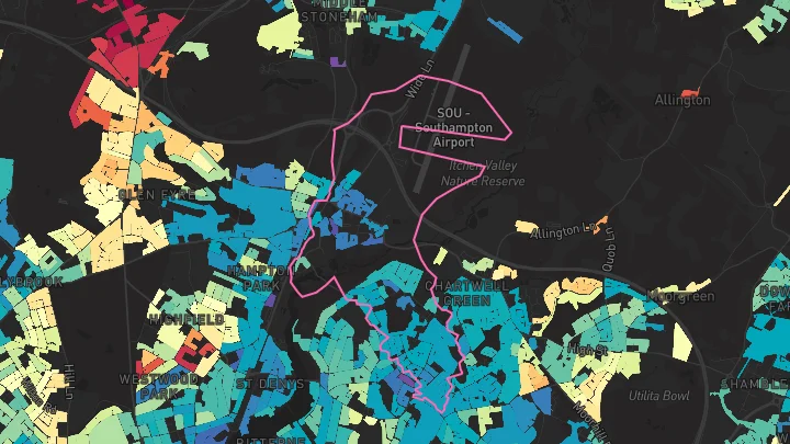 House price heatmap showing property values across Southampton