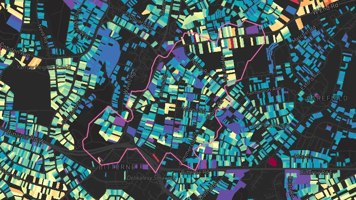 House price heatmap showing property values across Southampton