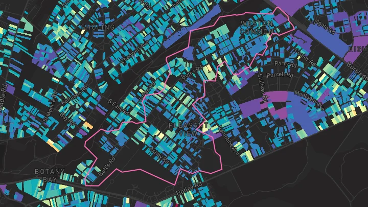 House price heatmap showing property values across Southampton