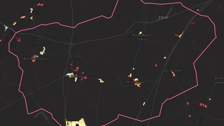 House price heatmap showing property values across South Wonston