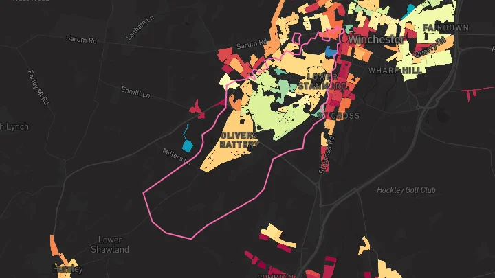 House price heatmap showing property values across Winchester