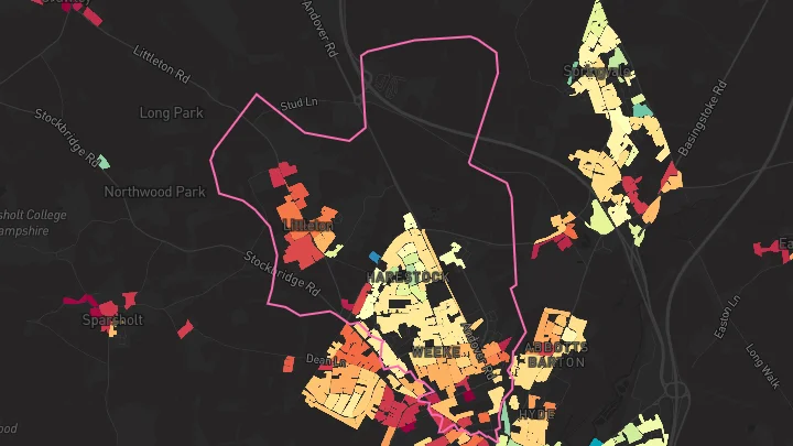 House price heatmap showing property values across Winchester