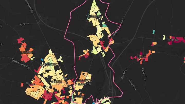 House price heatmap showing property values across Kings Worthy