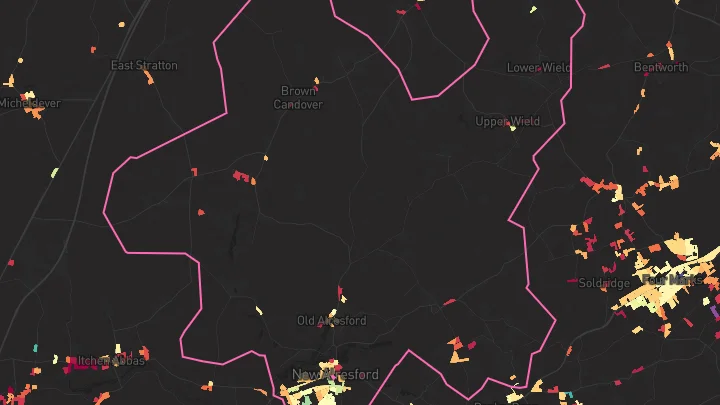 House price heatmap showing property values across Alresford