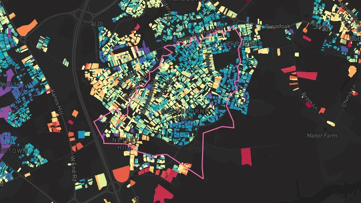 House price heatmap showing property values across Hedge End