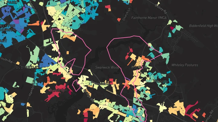 House price heatmap showing property values across Park Gate