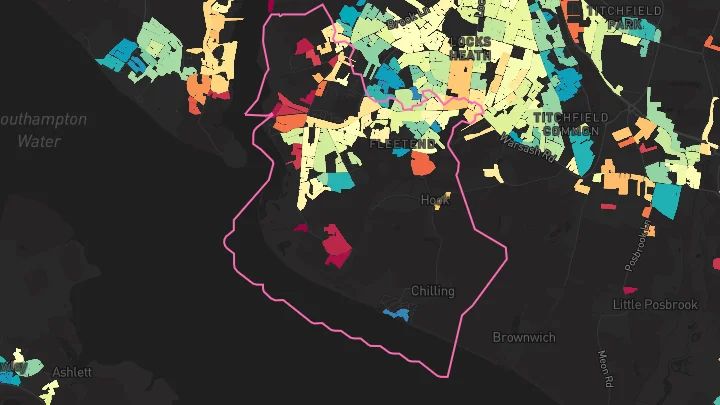 House price heatmap showing property values across Warsash