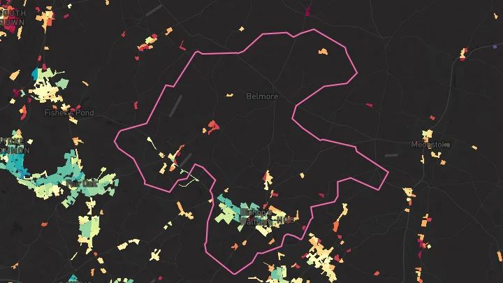 House price heatmap showing property values across Bishops Waltham