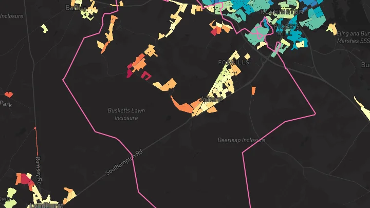 House price heatmap showing property values across Totton
