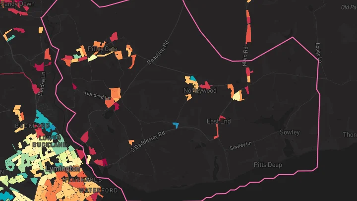 House price heatmap showing property values across Pilley