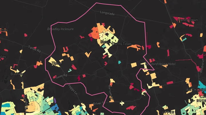 House price heatmap showing property values across Sway