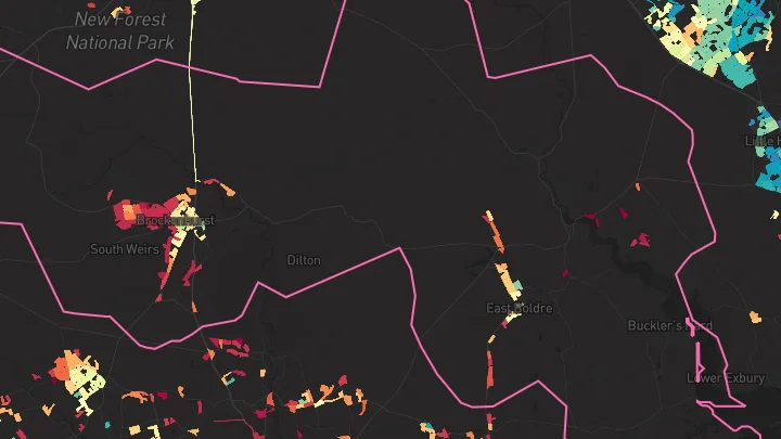 House price heatmap showing property values across Brockenhurst
