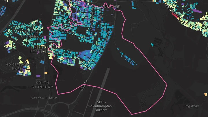 House price heatmap showing property values across Eastleigh