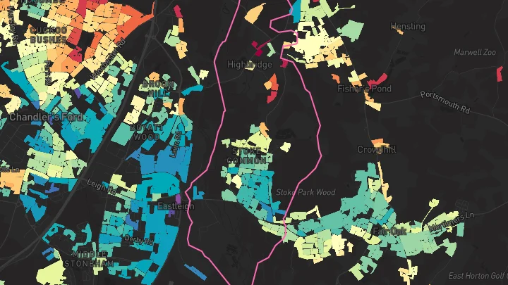 House price heatmap showing property values across Eastleigh