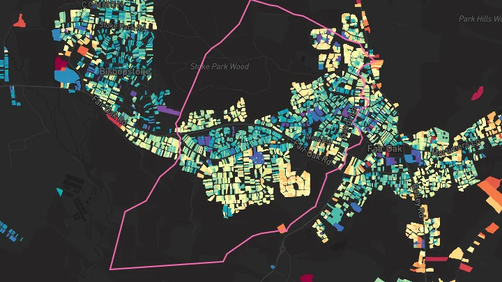 House price heatmap showing property values across Fair Oak