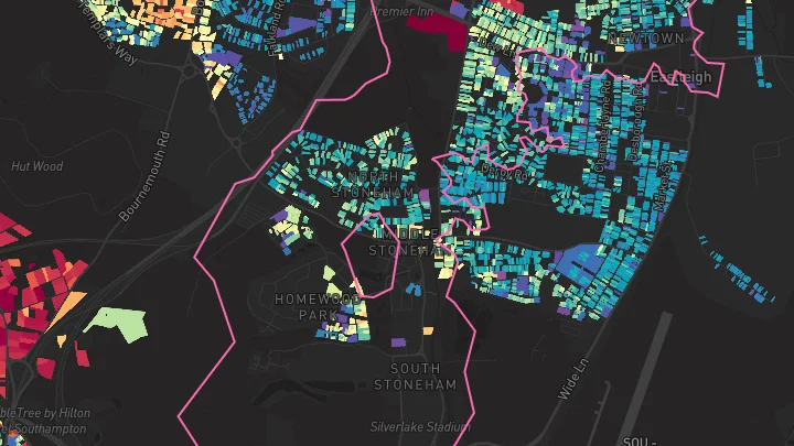 House price heatmap showing property values across Eastleigh