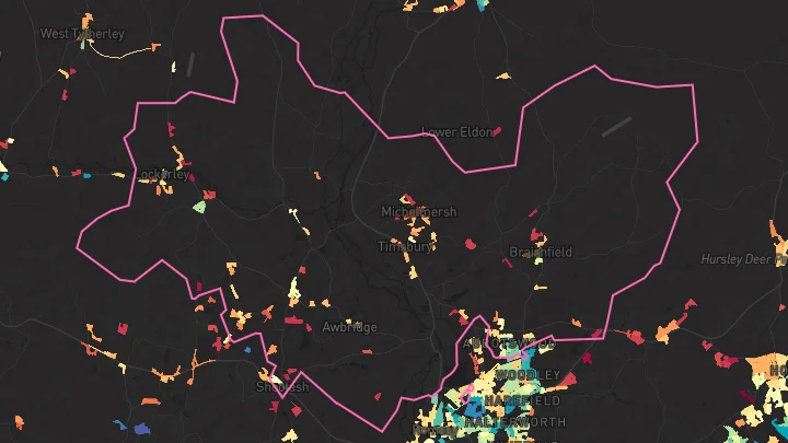 House price heatmap showing property values across Awbridge