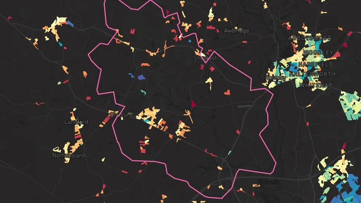 House price heatmap showing property values across West Wellow