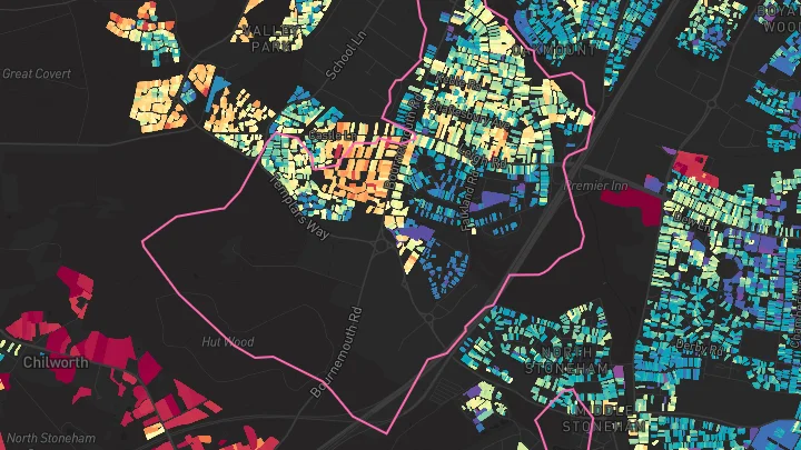 House price heatmap showing property values across Chandlers Ford