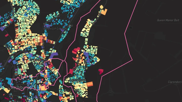 House price heatmap showing property values across Laverstock