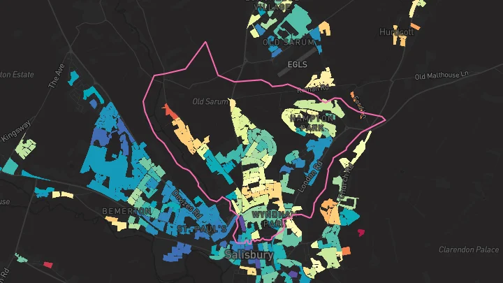 House price heatmap showing property values across Salisbury