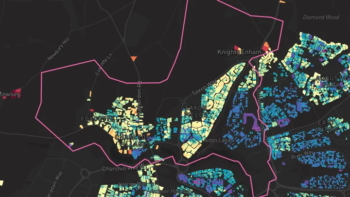 House price heatmap showing property values across Andover