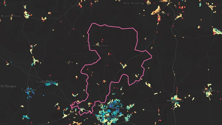 House price heatmap showing property values across Weyhill
