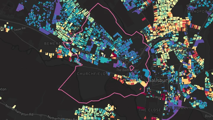 House price heatmap showing property values across Salisbury