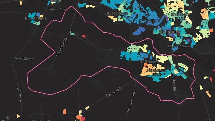 House price heatmap showing property values across Salisbury