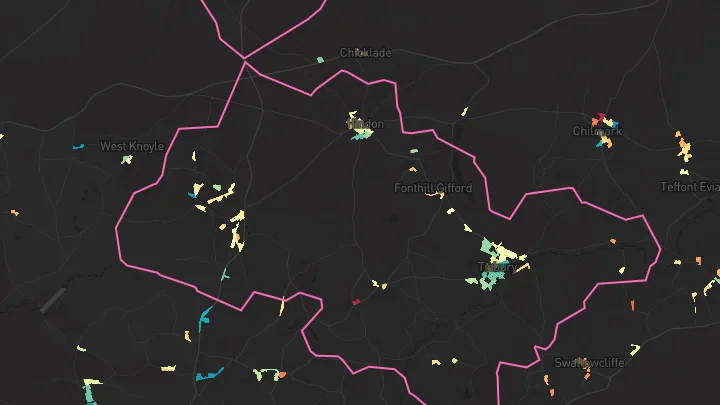 House price heatmap showing property values across Tisbury