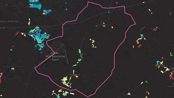 House price heatmap showing property values across Porton