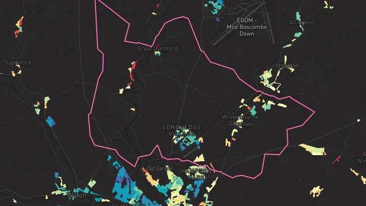 House price heatmap showing property values across Old Sarum