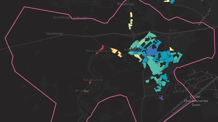 House price heatmap showing property values across Amesbury