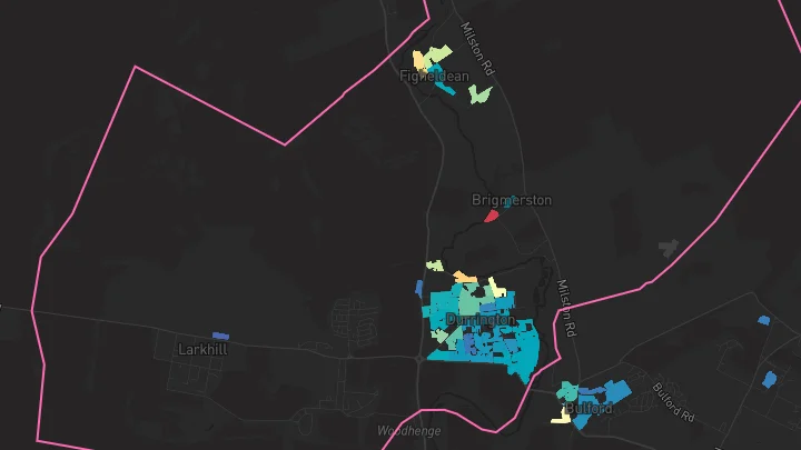 House price heatmap showing property values across Durrington