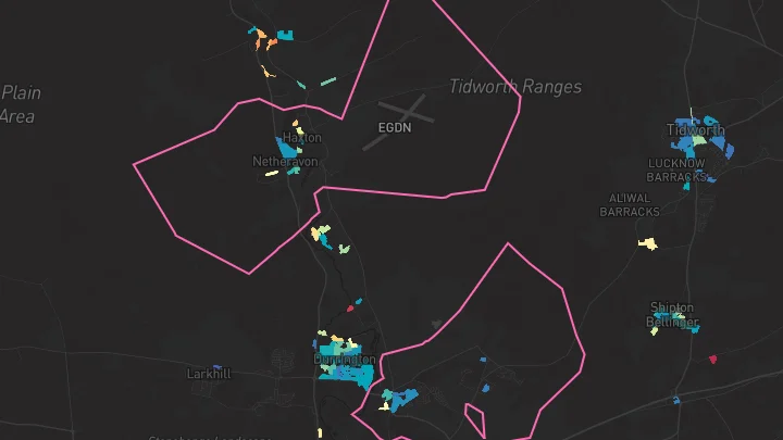 House price heatmap showing property values across Netheravon
