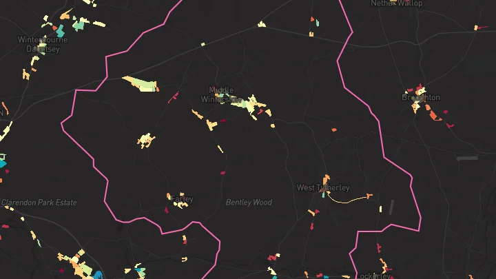 House price heatmap showing property values across Winterslow